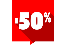 Sticker Promotion Soldes -50% Carré Rouge