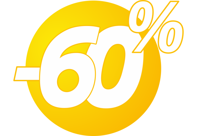 Sticker Promotion Soldes 60% Bulles Jaunes