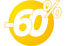 Sticker Promotion Soldes 60% Bulles Jaunes