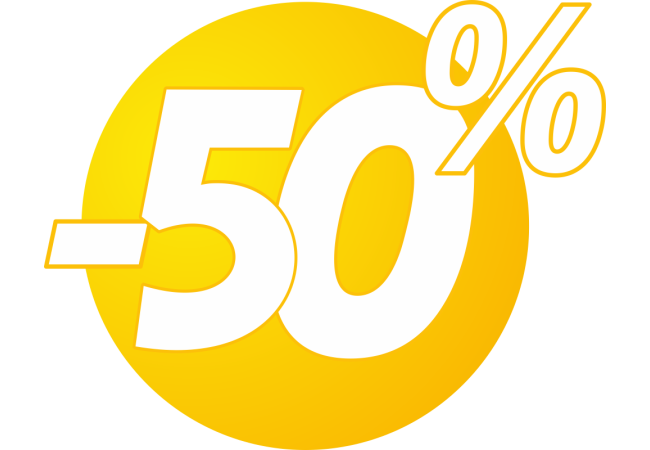 Sticker Promotionnel 50% Bulles Jaunes