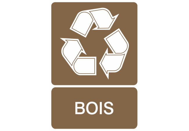 Sticker Recyclage Bois – Signalétique Écologique