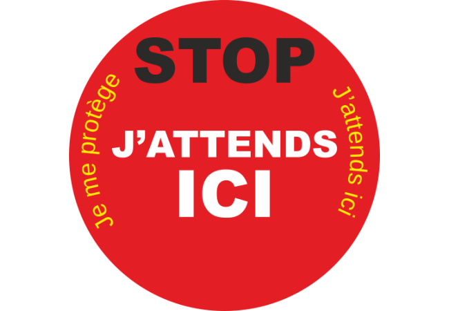 Sticker rond STOP COVID-19 - Signalétique sanitaire