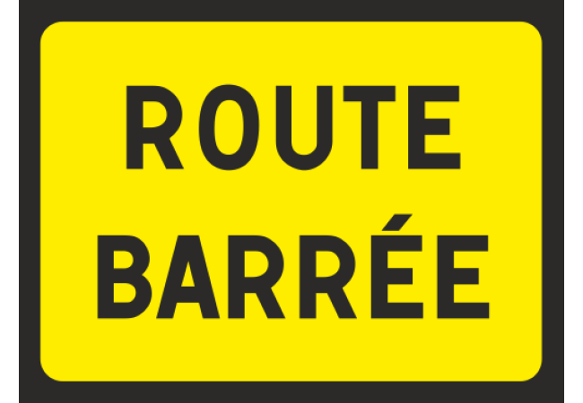 Sticker Signalétique Route Barrée - Avertissement Routier