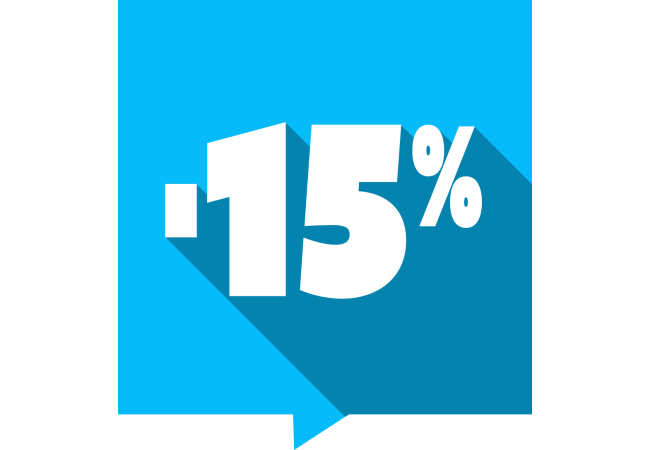 Sticker Soldes -15% Carré Multicolore