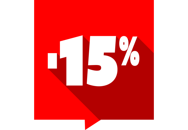 Sticker Soldes -15% Carré Rouge Promotionnel
