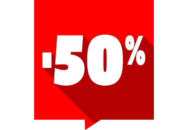 Sticker Soldes -50% Carré Multicolore