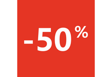 Sticker Soldes 50% Carré Rouge – Signalétique Commerciale