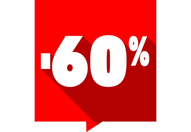 Sticker Soldes -60% Carré Rouge Éclatant