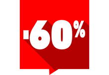 Sticker Soldes -60% Carré Rouge Éclatant