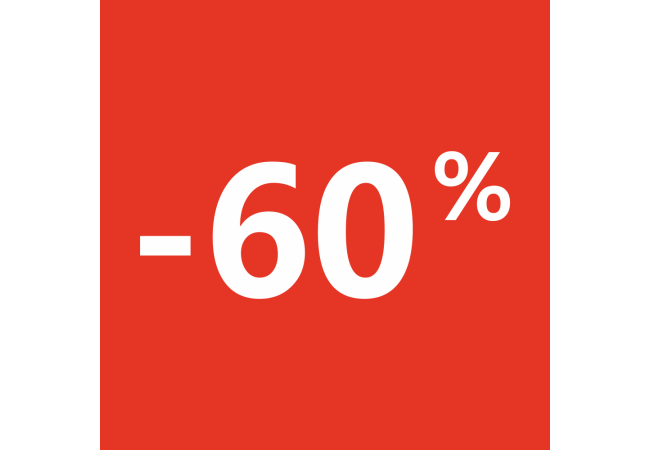 Sticker Soldes 60% Carré Rouge - Signalétique Promotion