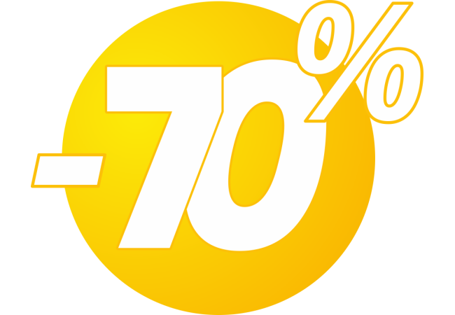 Sticker Soldes -70% Bulles Jaunes