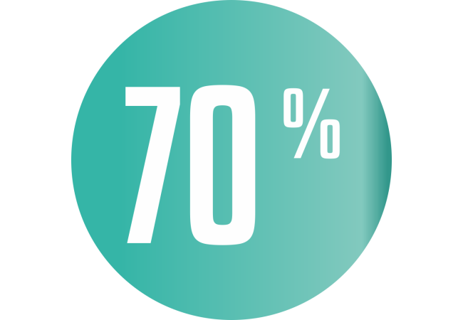Sticker Soldes 70% - Cercle Bleu