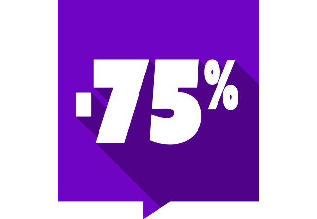 Sticker Soldes -75% Carré Multicolore