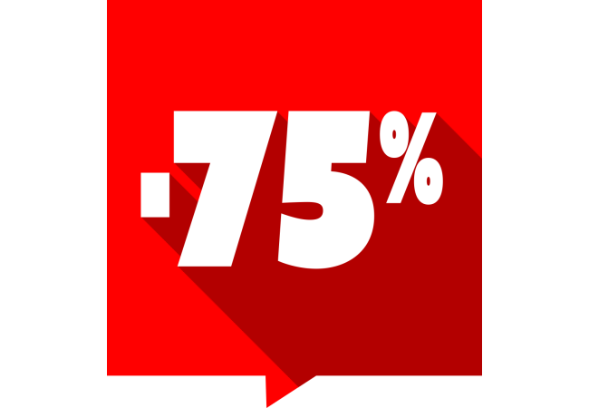 Sticker Soldes -75% Carré Rouge