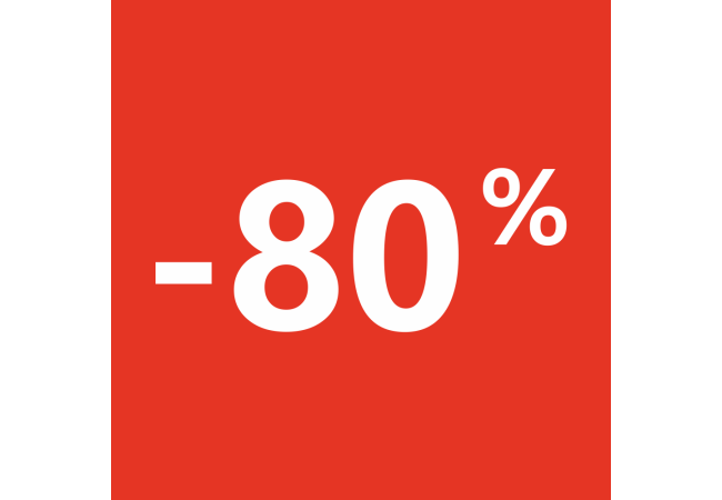Sticker Soldes 80% Carré Rouge - Signalisation Commerciale
