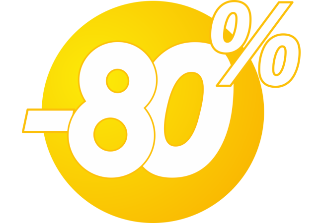 Sticker Soldes 80% - Design Bulle Jaune