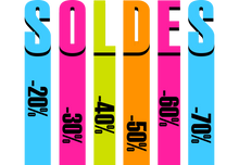 Sticker Soldes Bandes Colorées – Signalétique Commerciale