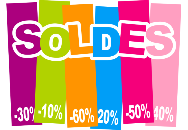 Sticker Soldes Bandes Colorées – Signalétique Promotionnelle