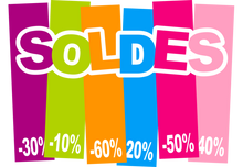 Sticker Soldes Bandes Colorées – Signalétique Promotionnelle
