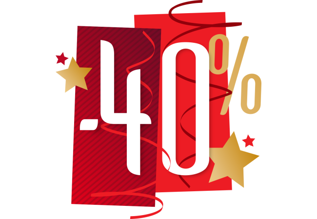 Sticker Soldes Fêtes -40% | Signalétique Commerciale
