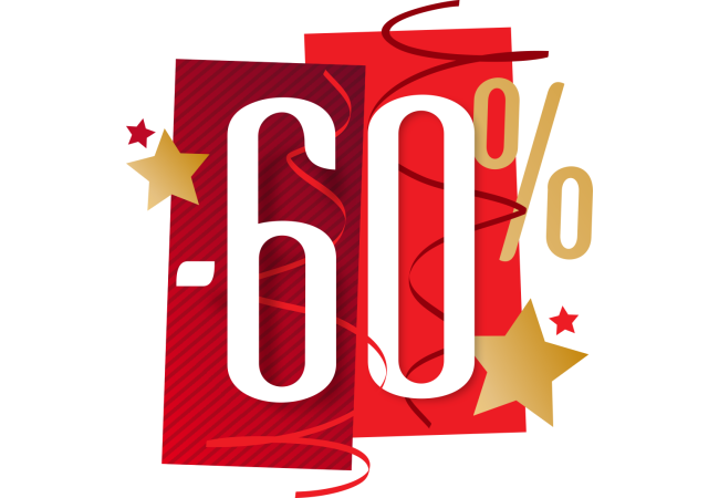 Sticker Soldes Fêtes -60% | Signalétique Promotionnelle