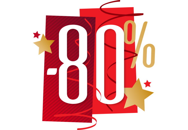 Sticker Soldes Fêtes -80% | Signalétique Promotionnelle
