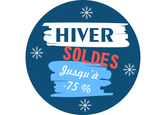 Sticker Soldes Hiver Jusqu'à -75% | Signalétique Commerciale