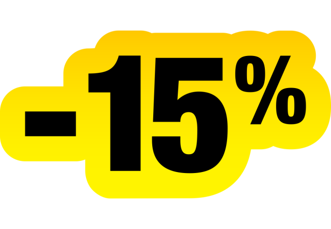 Sticker Soldes Jaune et Noir -15% - Signalisation Commerciale
