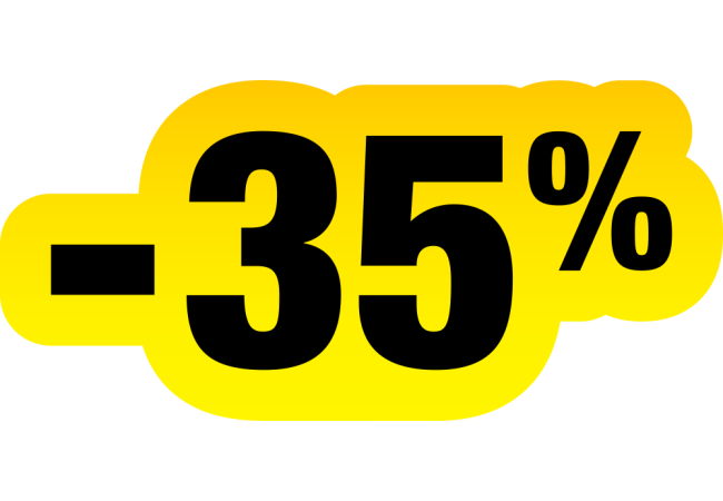 Sticker Soldes Jaune et Noir -35% - Signalétique Commerciale