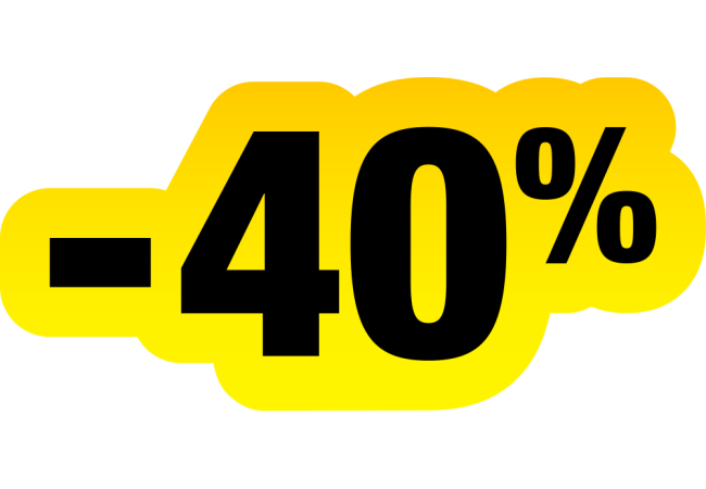 Sticker Soldes Jaune et Noir -40% | Signalétique Promotionnelle