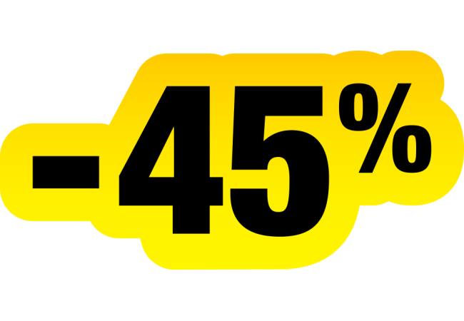 Sticker Soldes Jaune et Noir -45% - Promotion