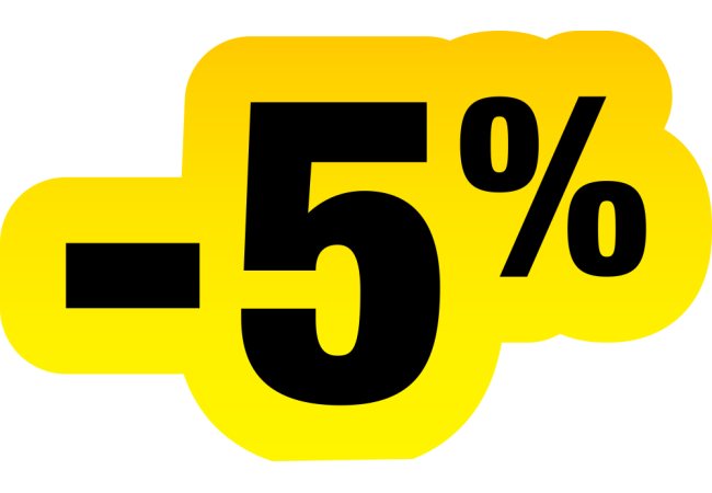 Sticker Soldes Jaune et Noir -5% | Signalétique Magasin