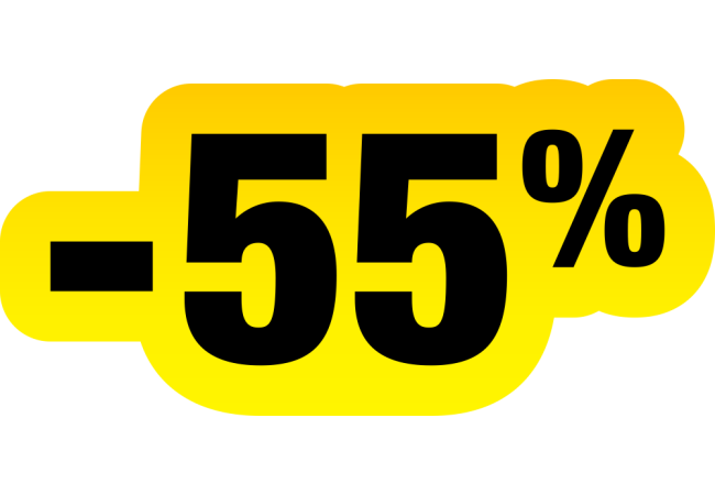 Sticker Soldes Jaune et Noir -55% | Signalétique Magasin