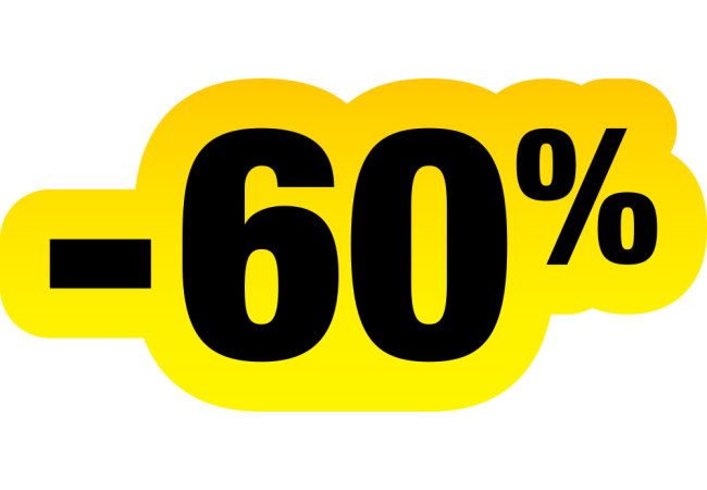 Sticker Soldes Jaune et Noir -60% - Promotions