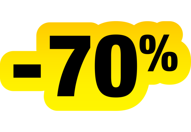 Sticker Soldes Jaune et Noir -70% | Signalétique Promotionnelle