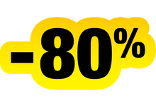 Sticker Soldes Jaune et Noir -80% - Signalétique Commerciale