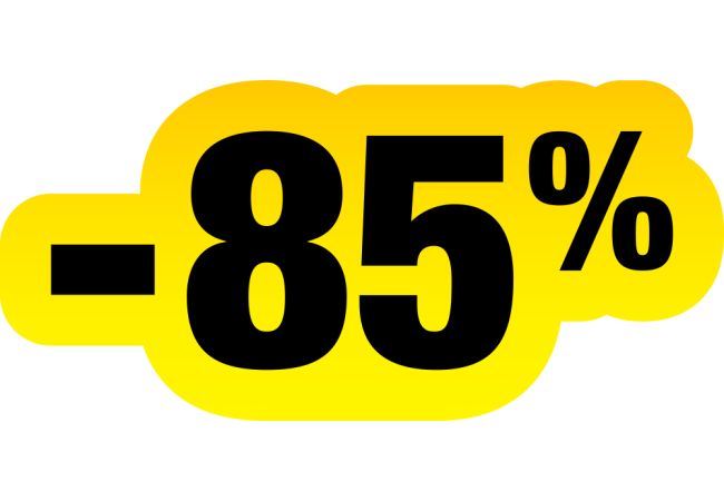 Sticker Soldes Jaune et Noir -85% | Signalétique Commerciale