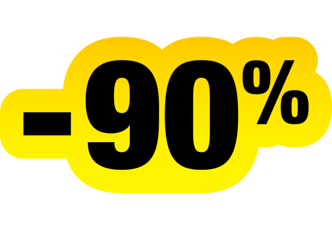 Sticker Soldes Jaune et Noir -90% | Signalétique Commerciale