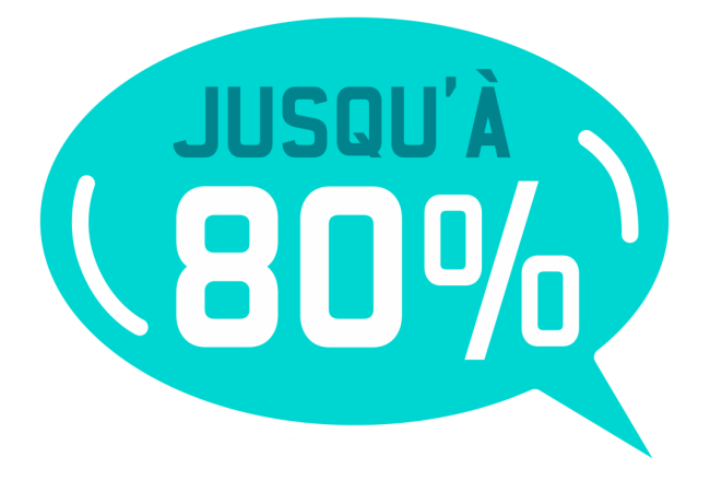Sticker Soldes Jusqu'à 80% - Signalétique Promotionnelle