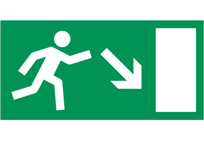 Sticker Sortie de Secours Bas Droite ISO 7010