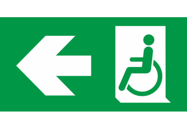Sticker Sortie de secours handicapé flèche gauche
