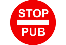 Sticker Stop Pub rond rouge – Signalétique interdiction