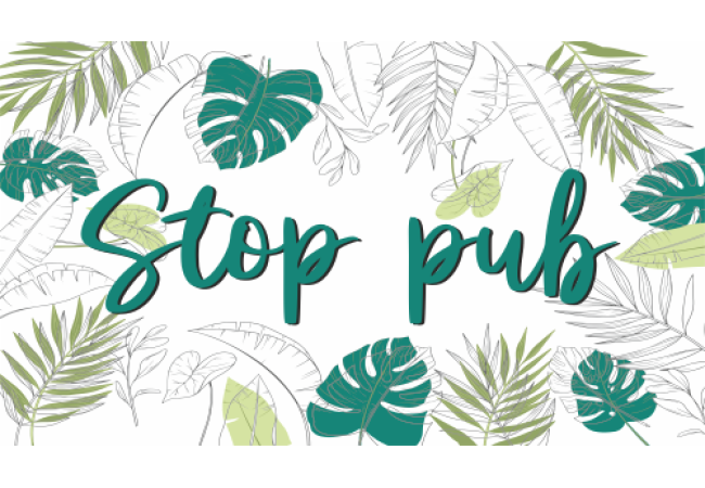 Sticker Stop Pub Tropical - Dissuasif Coloré