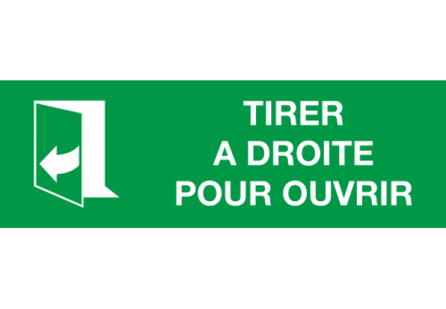 Sticker Tirer à droite pour ouvrir - Signalétique sauvetage