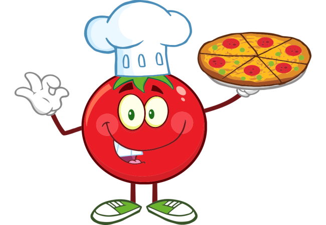 Sticker Tomate Mascotte pour Pizzeria et Restaurant