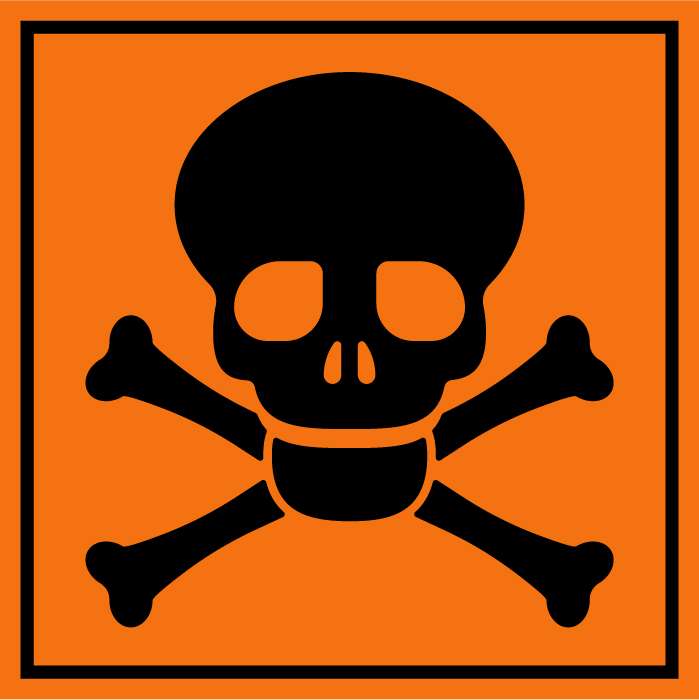 Panneau PVC 3mm 25x25cm Danger Toxique orange