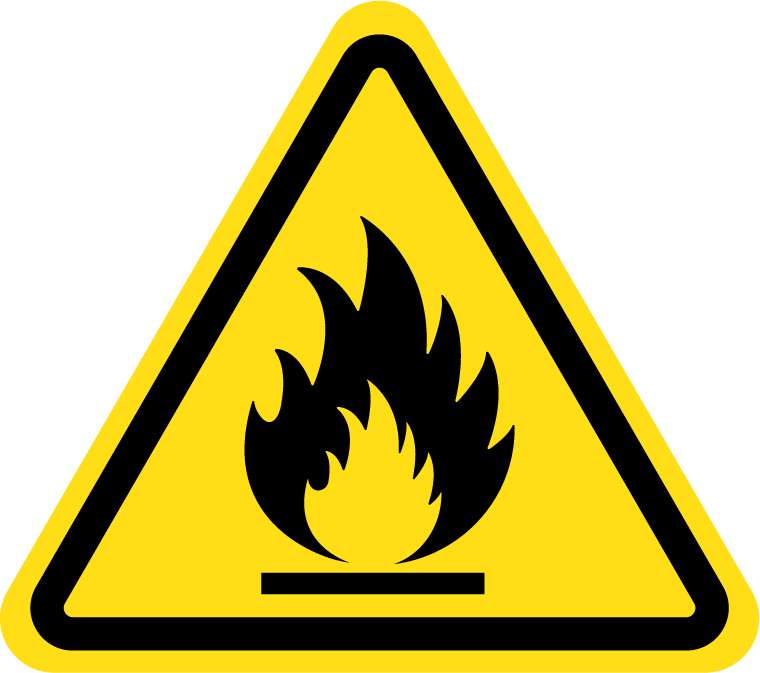 Panneau PVC 3mm 24x20cm Danger Inflammable triangle jaune
