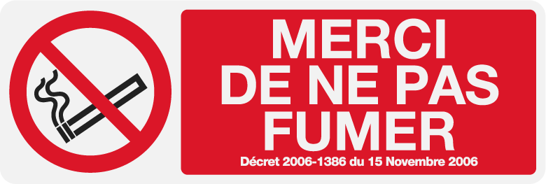 Autocollant Stickers Diamètre 24x8cm Merci de ne pas Fumer rectangle