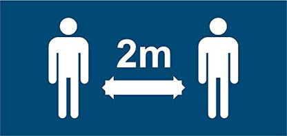 Lot de 5 Panneaux de signalétique - 2m de distance- format rectangle 30x10,5cm couleur bleu marine