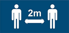 Autocollant stickers signalétique 2m de distance plastifié en mat - format rectangle 25x8,5cm couleur bleu marine